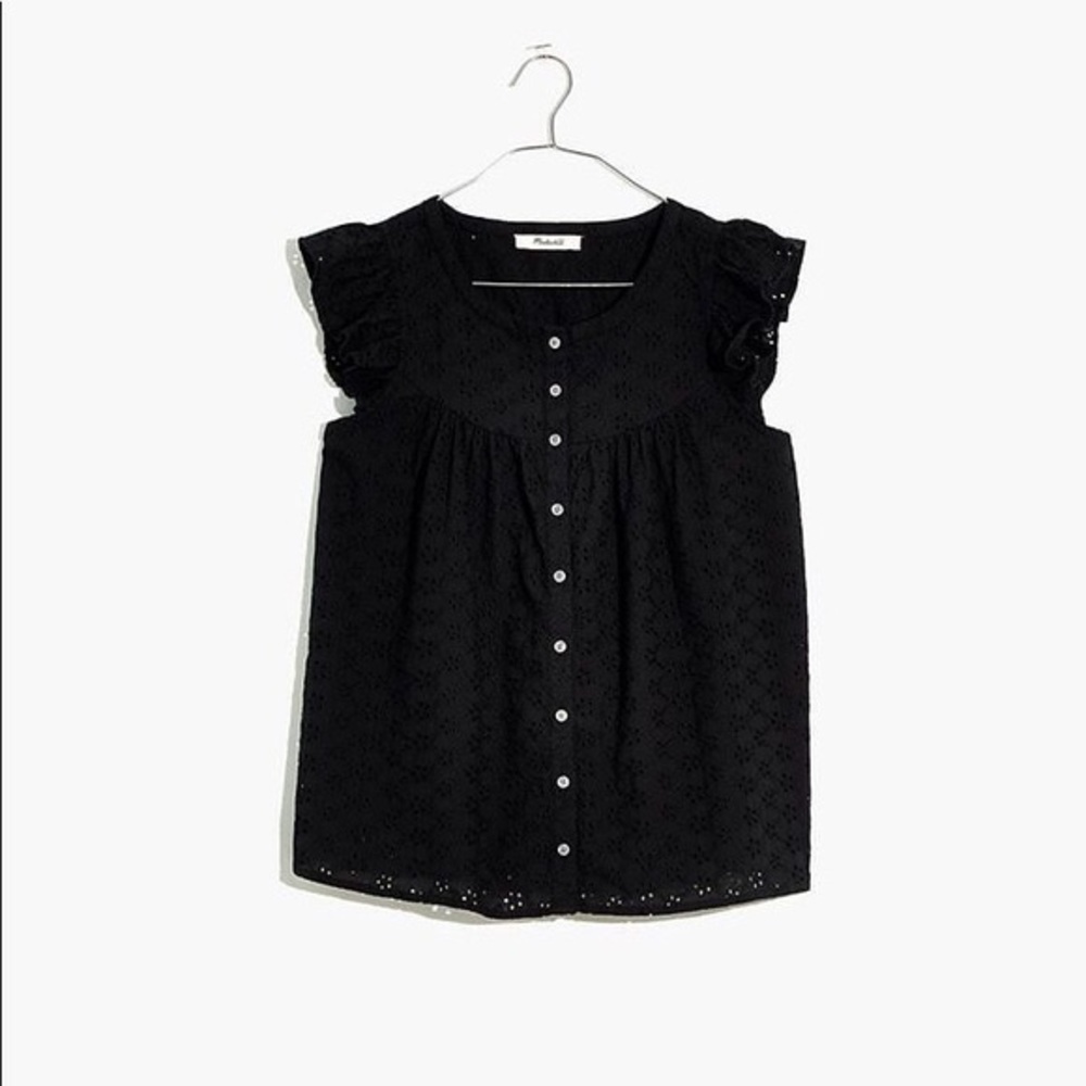 Madewell Eyelet Ruffle Sleeve Top